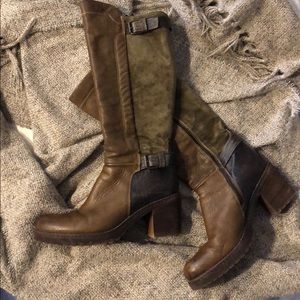 Leather and suede boots